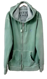 American Eagle Damen L Zip Up Hoodie Vintage Fit Langarm Grün Kordelzug - Bild 1 von 6