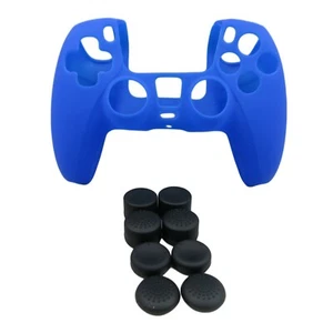 Silicone Grip Blue + (8) Multi Thumb Analog Caps For PS5 Controller Accessories - Picture 1 of 7