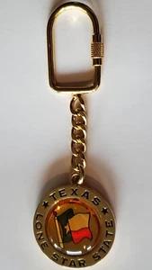 Vintage Lone Star State SPINNING Texas Gold Tone Keychain - Picture 1 of 4