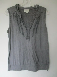 Ann Taylor Loft Women's Size Small 100% Cotton Sleeveless Black Striped Blouse - Picture 1 of 12