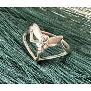 Silvertone Cutout Tinkerbell Fairy Ring Size 8 - Picture 1 of 5