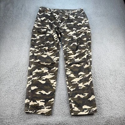 Pantalones de mezclilla cargo True Religion camuflados para hombre 40 (38x31) verdes hechos en EE. UU. 100 % algodón de colección Foto 1 de 4