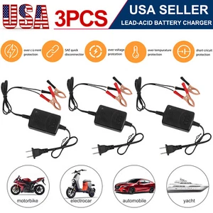 3PCS Car Battery Charger Maintainer 12V Trickle RV for Truck Motorcycle ATV Auto - Picture 1 of 11