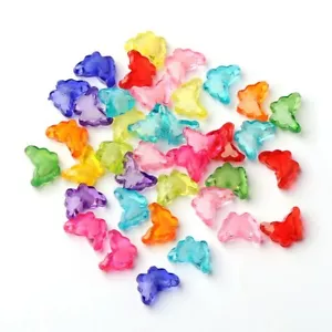 Plastic Butterfly Beads Mixed Colours Transparent With White Centres 15mm 50pcs - Picture 1 of 2