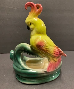 Vintage 50er Jahre Papagei Übertopf Pottery gemarkt #412 USA Keramik schöne Farbe - Bild 1 von 7