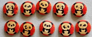 10 Panda 20mm Wooden Buttons - Picture 1 of 2