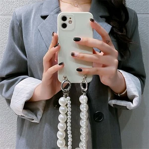 Umhängetasche Schlüsselband Halskette Perlenarmbänder Rückseite Abdeckung Handyhülle mit Kette - Bild 1 von 13