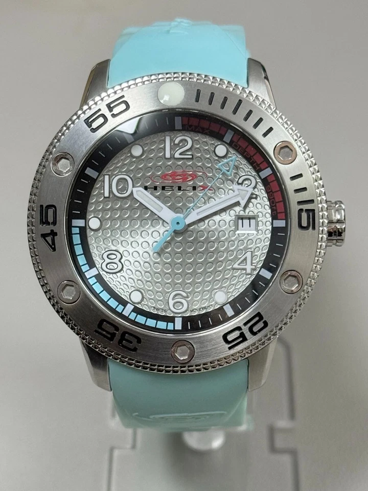 Helix男士银色手表Ligth蓝色橡胶表带 — 第 1/1 张图片