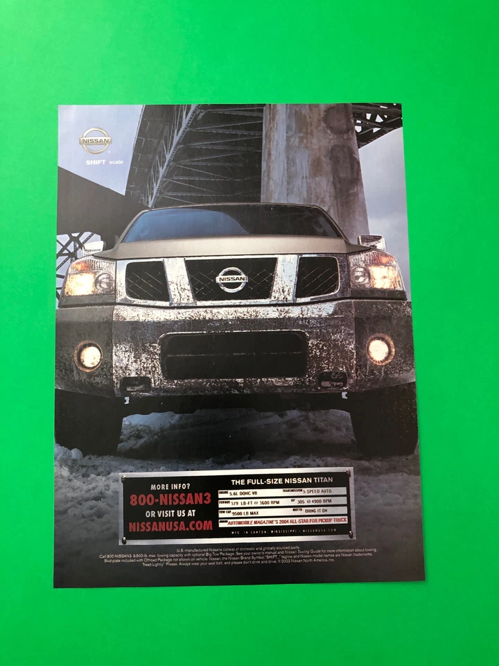 2003 NISSAN TITAN TRUCK ORIGINAL PRINT AD ADVERTISEMENT PRINTED - Image 1 of 1