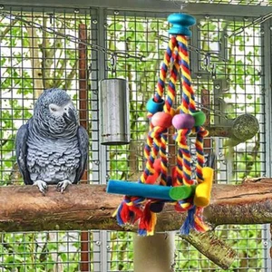 Juguete para masticar perchas de pájaros divertido juguete de loro de cuerda de algodón resistente a las mordeduras entrenamiento de aves - Imagen 1 de 10