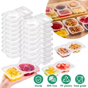 Double Compartment Condiment Container Disposable Snack Containers Home School - Picture 1 of 20