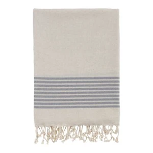 Bello Turkish Beach Towel Nine Stripes Linen Dark Grey Peshtemal, 39 x 66.9 Inch - Picture 1 of 2