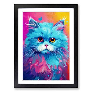 Persian Cat Pop No.2 Framed Canvas Wall Art Print Poster Picture, Home Decor - Picture 1 of 8