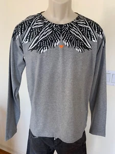 NWT Armani Junior Big Boy Sz 16 Gray Feathers Print Long Sleeve Top Shirt Blouse - Picture 1 of 12