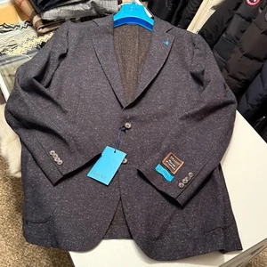 BluJacket Drago Seda Lana Cachemira Donegal Azul Marino Americana Hombre 44R Nwt - Imagen 1 de 5