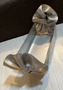 Rare! Vintage MCM C.T. Designs Acrylic 🎀Ribbon Basket Silver - Picture 1 of 12