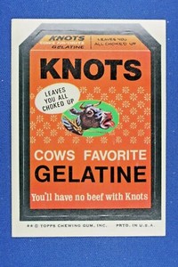 1974 Topps - Wacky Packages Series 8 - Tan Back - "Knots Gelatine." - ExMt