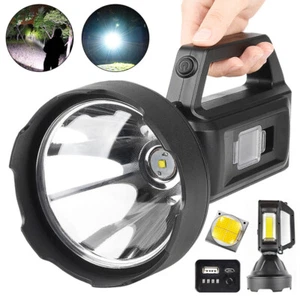 Solar Power LED Work Light USB Rechargeable Spotlight 4 Mode Flashlight Torch UK - Picture 1 of 14