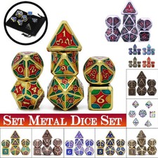 7Pcs/set Metal Polyhedral Dice DND RPG MTG Role Playing Game Toy Gift With Bag