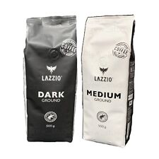 2 x 500g LAZZIO Coffee GROUND Dark Roast & Medium Roast - Coffee Espresso Ground