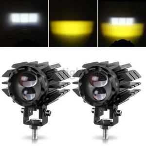 2X Motorcycle LED Headlight Yellow White Dual Color Spot Lights Fog Lamp Driving - Imagen 1 de 11