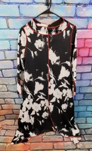 IC by Connie K Women's Black White Floral Artsy Lagenlook Dress Size S NWT - Picture 1 of 6