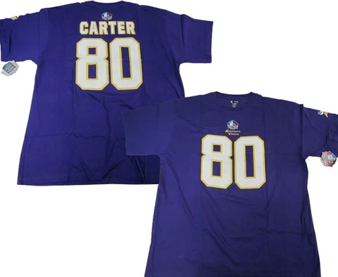 Chris Carter #80 Minnesota Vikings Mens Size 2XL-3XL-4XL-Tall Hall of Fame Shirt Cover