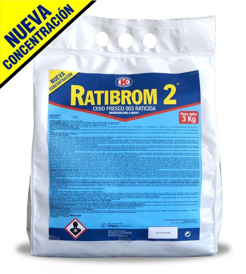 Cebo fresco RATIBROM 2 contra ratas y ratones - 3 kg (Uso profesional) - Imagen 1 de 1