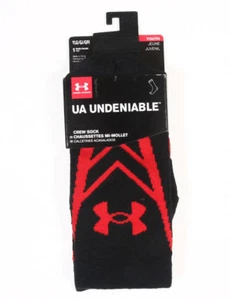 UNDER ARMOUR UA UNDENIABLE CREW SOCKS BOY SOCKS YOUTH SIZE 1-4 WOMENS 4-6.5 - Picture 1 of 2