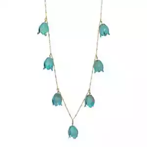 Vintage We Dream in Colour 26" Verdigris Tulip Brass Bar Link Station Necklace - Picture 1 of 4