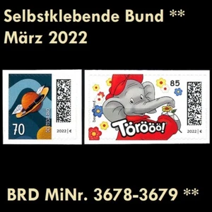 BRD MiNr. 3678-3679 ** Selbstklebende Bund März 2022, postfrisch - Picture 1 of 1