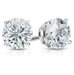 14KW 1 CTTW KI SI Lab Grown Solitaire Earrings # 2 - Picture 1 of 1