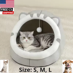 Cute Cat Bed Warm Pet Mat Super Soft House Cushion For Cats Dog Kitten Cave Pad - Picture 1 of 4