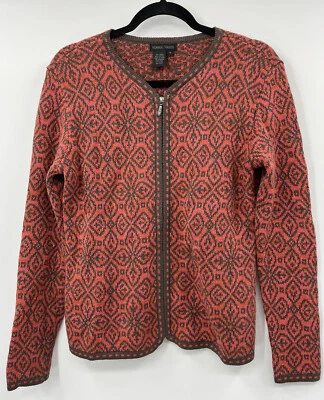 Cárdigan suéter Nomadic Traders cremallera completa talla pequeña mezcla de algodón Foto 1 de 4