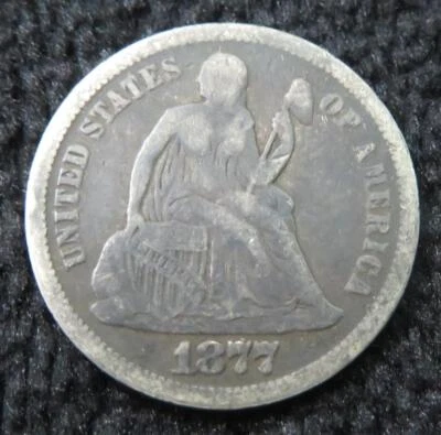 1877 Seated Liberty Dime * Full Liberty * 90% Silver * With Arrows * 3514 - Image 1 of 2