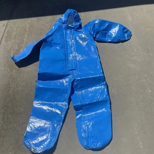 DuPont Tychem Responder Blue Coverall Protective Suit Attached Hood- XL GLOVES