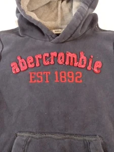 Abercrombie & Fitch Hoodie Black Boys Size L Muscle Popover Pockets Spell Out - Picture 1 of 12