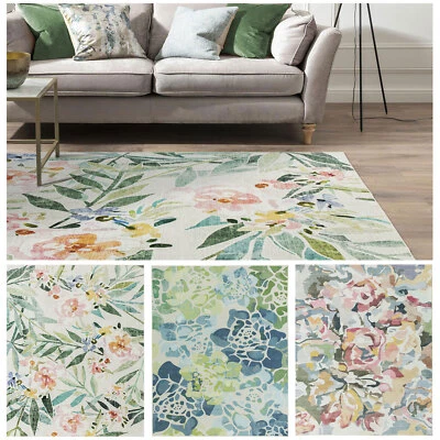 Extra Large Rose Rug/ Pastel Pink Beautiful Washable Carpet/ Plush Leaves Runner - image 1 of 4