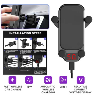 15W快速充电车载充电器手机支架自动夹杯支架 — 第 1/4 张图片