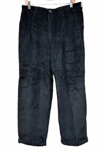 NAUTICA Classic Fit Pleated Front Corduroy Pants Mens Size 33x30 Fit 33x29 Black - Picture 1 of 10