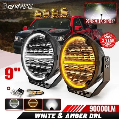 2x 9" Luces LED de Trabajo Punto de Inundación Lámpara de Conducción Redonda para Club Car ATV SUV Offroad Foto 1 de 4