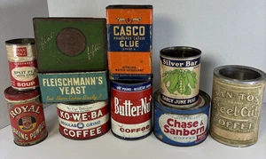 Vintage Dose 10 Stück Ko-We-Ba Kaffee Anne Page Suppe Fleishmann's Hefe Lucky Strike - Bild 1 von 13