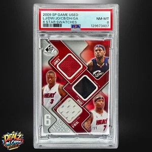 2009 SP LeBron James Dwayne Wade Bosh 6 Star Game Worn Jersey Swatches /99 PSA 8 - Picture 1 of 3