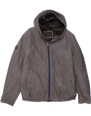 Chaqueta de lluvia con capucha gráfica de gran tamaño MICHAEL KORS para mujer Reino Unido 16 grande gris CN08 Foto 1 de 4