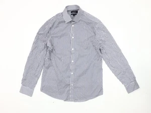 Marks and Spencer Men's Blue Striped 16 Button-Up Shirt - Picture 1 of 12