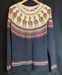 Christopher & Banks Fair Isle Crewneck Sweater Size L Winter Nordic Boho Holiday - Picture 1 of 6