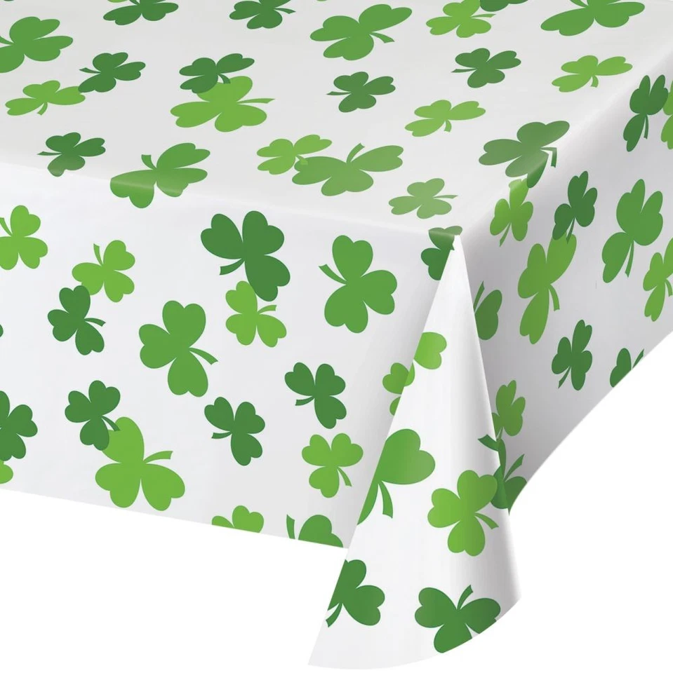St. Patrick's Day Clovers Plastic Tablecloth 54" x 102" Tableware Supplies - Image 1 of 1