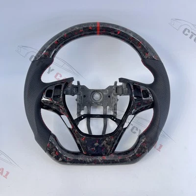 Volante de fibra de carbono forjado personalizado para Hyundai Genesis Coupé con moldura Foto 1 de 4