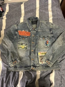 Chaqueta de mezclilla marca AKOO para hombre 3XL azul chaqueta de camionero con parches coche - Imagen 1 de 16