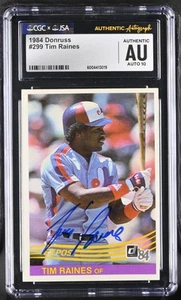1984 Donruss #299 Tim Raines Autograph CGC AU x JSA 10 - Picture 1 of 2